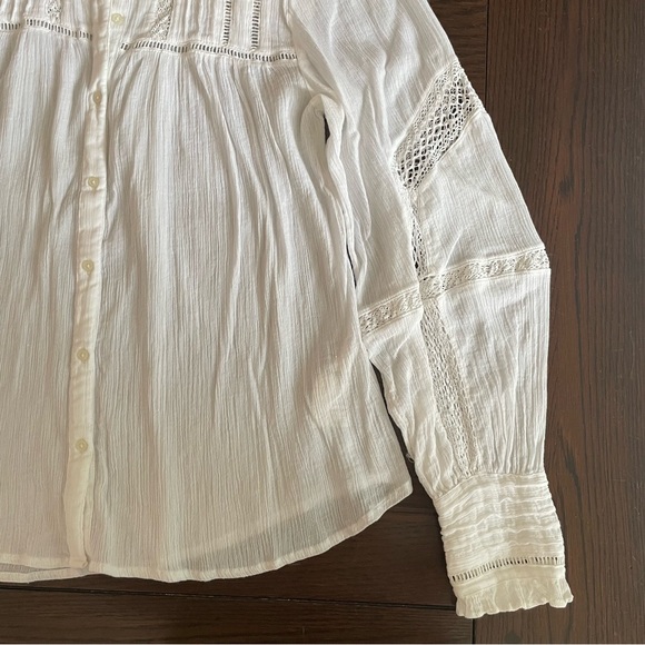 Free People Long Sleeve Button Down Gauze Top M - Picture 8 of 9